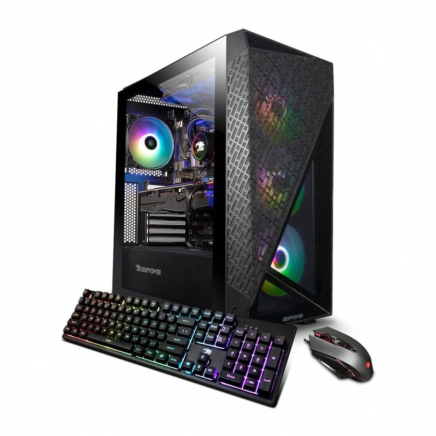 IBUYPOWER -  Gaming PC Desktop - AMD Ryzen 7 7700X - NVIDIA GeForce RTX 4070 12GB - 32GB DDR5 RGB RAM - 2TB NVMe SSD SlateMeshA7N4701 - Black - 美規B型插(110-127V) - 查看 1