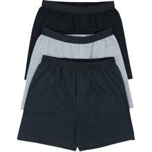 Men's Pack Of 3 Premium 100% Cotton Relaxed Fit Knit Boxer Shorts - 3 件裝 基本什錦 - 查看 1