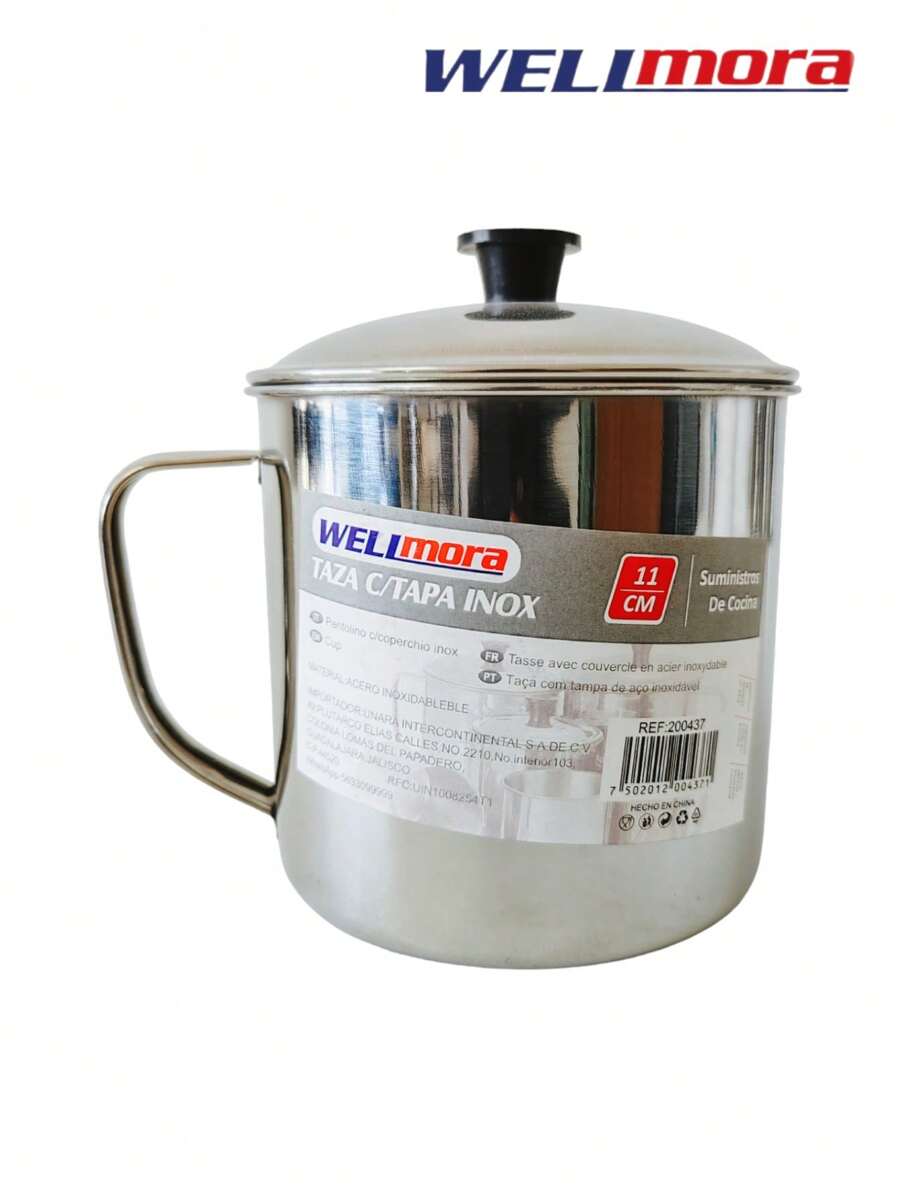 Stainless Steel Mug With Lid With Handle (11 Cm) For Tea, Coffee And Chocolate - Premium Travel Container For Drinks Of All Kinds - Kitchen Supplies - Silver - View 1