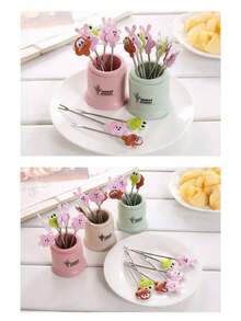 8 Mini Stainless Steel Forks For Fruit Food - Beige - View 3