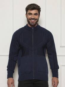 Men Knit Tops - 藏蓝色 - 查看 3