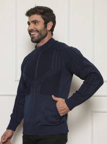 Men Knit Tops - 藏蓝色 - 查看 4