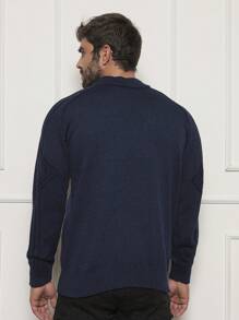 Men Knit Tops - 藏蓝色 - 查看 2
