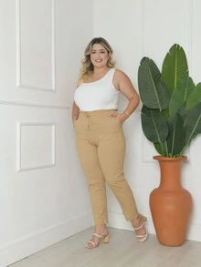 Plus Size Pants - Màu Khaki - Xem 1