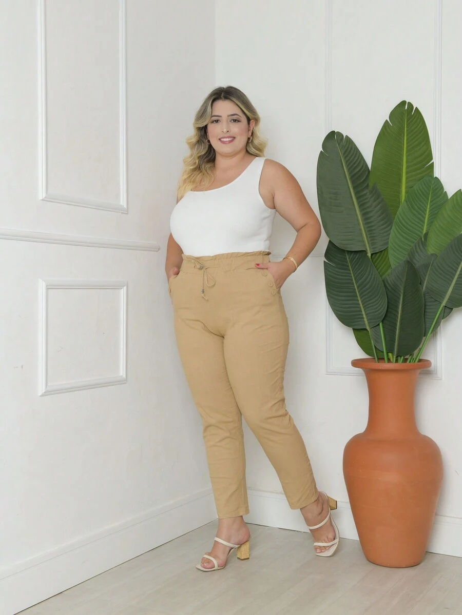 Plus Size Pants - Màu Khaki - Xem 1