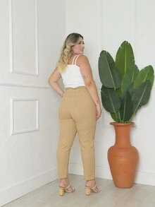 Plus Size Pants - Màu Khaki - Xem 6
