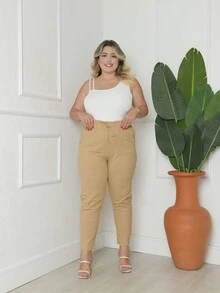 Plus Size Pants - Màu Khaki - Xem 2