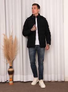 Men Winter Coats - 黑色 - 查看 4