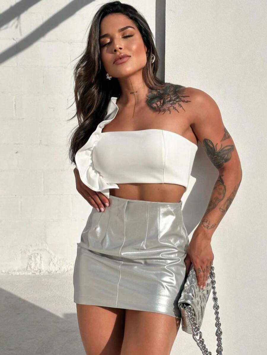 Women Skirts - 銀色 - 查看 1