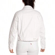 CHAMARRA DENIM JACKETS BASICA DE MEZCLILLA STRETCH CASUAL CON BOLSAS - Blanco - Ver 3