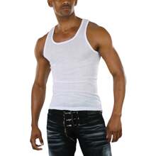 Men's Multi-Item Pack Of Classic Slim Fit Pre-Shrunk A-Shirt Tank Tops Undershirt - 9 Pack: White - View 6