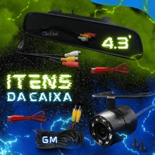 Kit Camera De Ré Visao Noturna borboleta Espelho Retrovisor Lcd 4.3 linhas guias - Preto - Visão 7