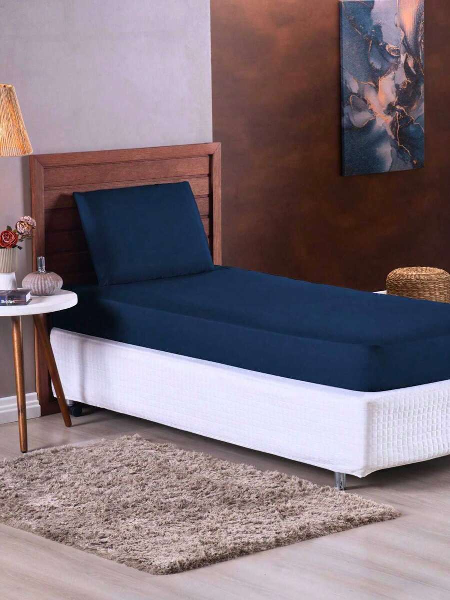 Sheet Sets With Pillowcases - Màu xanh hải quân - Xem 1