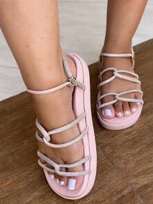 Women Flat Sandals - 米色 - 查看 2