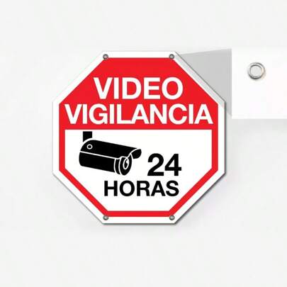  Señalamiento Letrero Señal Video Vigilancia 24 Horas, Plástico estireno, medida 27 x 27 cm.