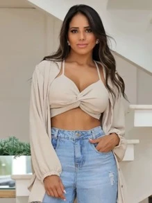 Women Two-Piece Outfits - Beige - View 1