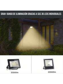 Reflector Lampara Led Luz Calida Y Blanca Iluminacion Exterior 30W - Amarillo - Ver 7