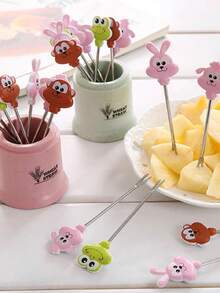 8 Mini Stainless Steel Forks For Fruit Food - Beige - View 2