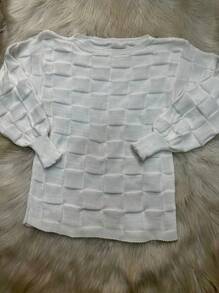 Plus Size Knit Tops - 白色 - 查看 2