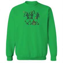Nearly There St Patrick's Skeletons Like To Party Graphic Irish Green Unisex Cotton Pullover Sweatshirt - 綠色 - 查看 1