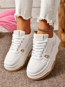 Đế dày Trắng Giày thể thao Đối với phụ nữ , Thoải mái Mùa Xuân Và Mùa thu Giải trí Giày dép , Thích hợp Đối với Sinh viên Đến Thể dục Và Thư giãn - trắng - Xem 5