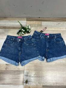 Women Denim Shorts - 中等水洗藍 - 查看 1