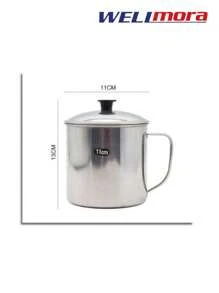 Stainless Steel Mug With Lid With Handle (11 Cm) For Tea, Coffee And Chocolate - Premium Travel Container For Drinks Of All Kinds - Kitchen Supplies - Silver - View 5
