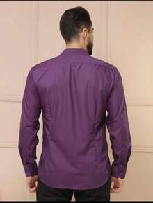 Men's Slim Fit Long Sleeve Dress Shirt Unmissable And  Promotion - 紫色 - 查看 4