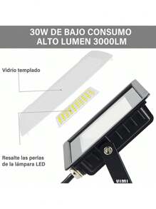 Reflector Lampara Led Luz Calida Y Blanca Iluminacion Exterior 30W - Blanco - Ver 4