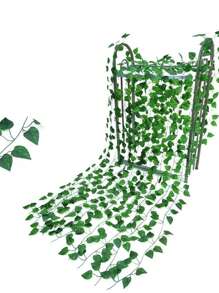 1 Paquete de Guias Follajes Verdes con 12 piezas de 2.1 metros. Hermosa Planta Diseño Hiedra Enredadera, Ideal para Decoración de Hogar, Oficina, Escuela, Habitación, Interior o Exterior.