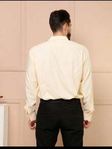 Men's Slim Fit Long Sleeve Dress Shirt Unmissable And  Promotion - Màu be - Xem 3