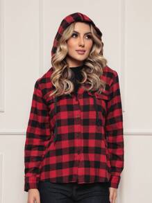 Camisa Feminina Flanelada Xadrez Blusa Flanelado Feminina Camisa Flanelada Xadrez Feminina com Toca Festa junina