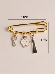 1入時尚牙膏牙刷和珐琅牙形胸針,適用於女士,牙科醫生禮物 - 彩色 - 查看 5