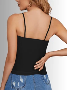 Top tank blusa de mujer canalé de tirantes estampado liso crop básico varios colores - Blanco - Ver 7