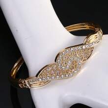 1pc Morocco Style Luxury Bride Bracelet, Adorned By Shiny Rhinestone, Wedding Jewelry, Gift For Women Royal - Gold - View 1