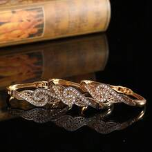 1pc Morocco Style Luxury Bride Bracelet, Adorned By Shiny Rhinestone, Wedding Jewelry, Gift For Women Royal - Gold - View 4