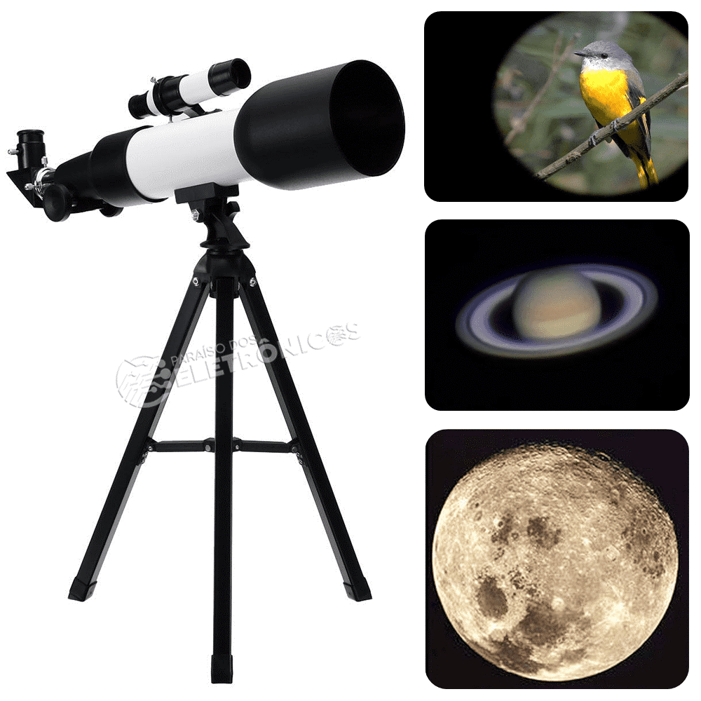 Telescópio Astronômico Profissional Regulável Refrator 90x Com Tripé – F36060