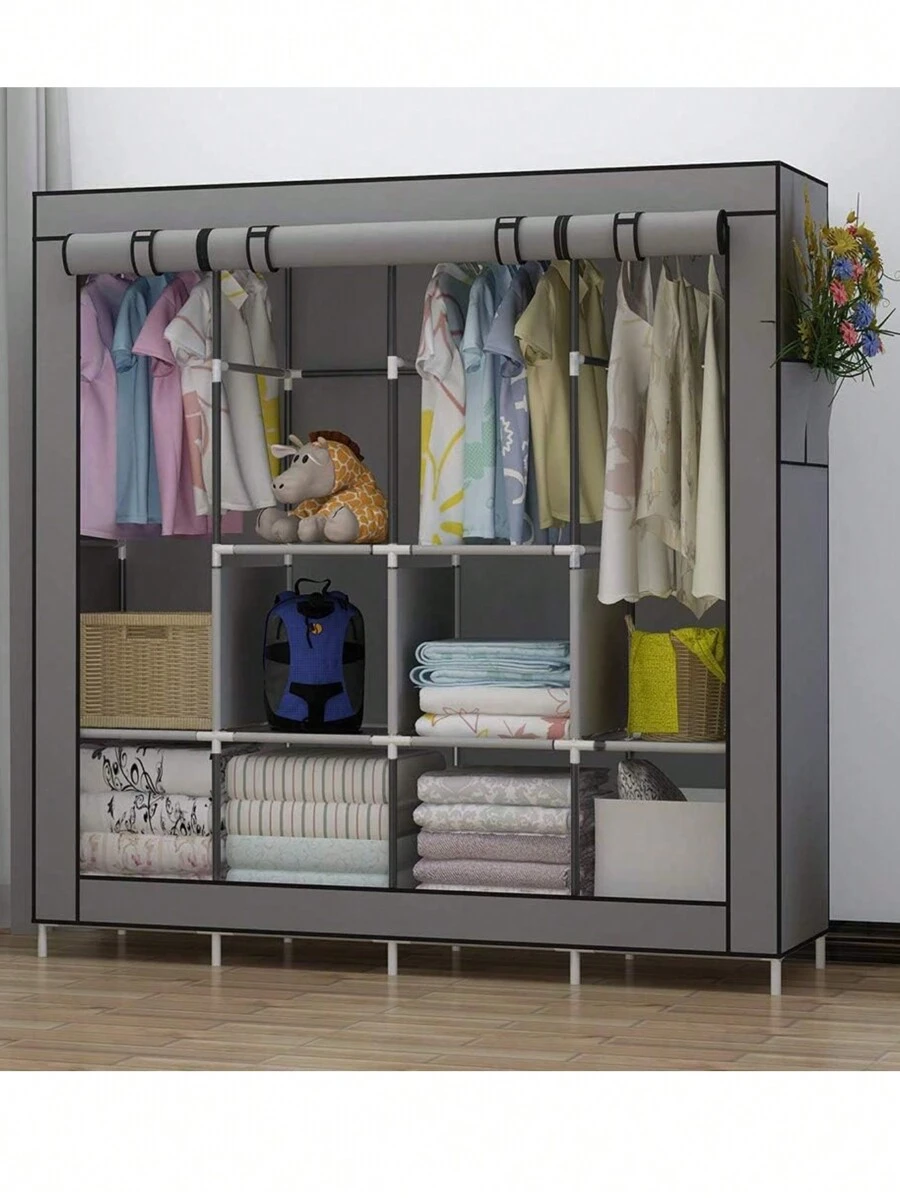 Armario Organizador de Ropa Closet Armable  Portátil - Gris - Ver 1