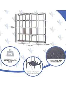 Armario Organizador de Ropa Closet Armable  Portátil - Gris - Ver 5