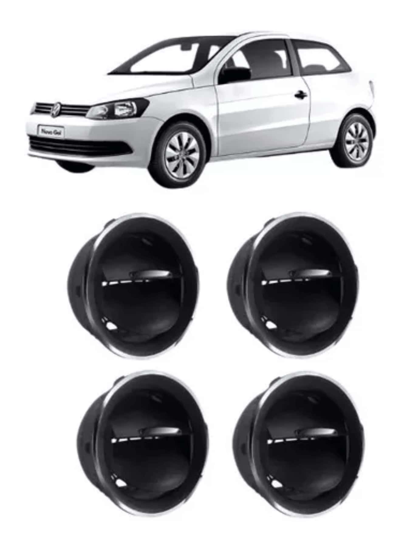 Kit 4 Difusor De Ar Gol G4 G5 G6 Voyage Saveiro Aro Cromado - Prata - Visão 1