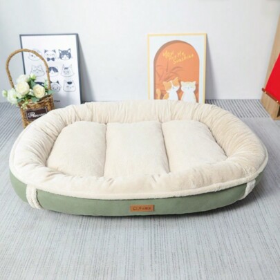 1pc Suede Oval-Shaped Waterproof & Washable Pet Bed For Large Dogs, Four Seasons, Highly Attractive , Suitable For Dog Breeds Like Shiba Inu, Pet Mat For Cats And Dogs