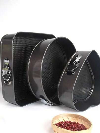 Set de 3 moldes para pasteles, juego de utensilios para hornear con fondo extraíble de Hierro, duradero, resistente, moldes para hornear de uso multiusos