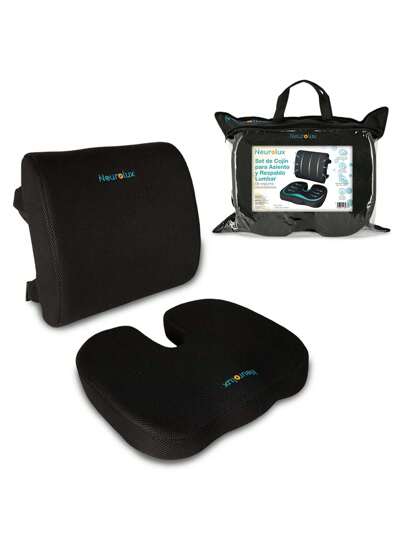 Neurolux Almohadas de Memory Foam Lumbar y para Coxis (2 Piezas), Almohada Ortopédica Cojín para Silla de Oficina, Gamer, Automóvil o Meditación, Cojín Para Coxis, Lumbar y Espalda Baja Ultra Cómodas