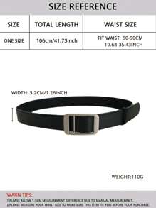 1 件纯色商务风格无钻 PU 皮带，适合牛仔裤，夏季、秋季、万圣节 - 黑色 - 查看 3