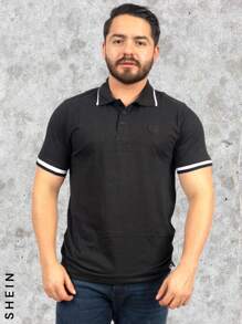 PLAYERA CAMISA TIPO POLO HOMBRE DETALLE EN PUÑOS Y CUELLO