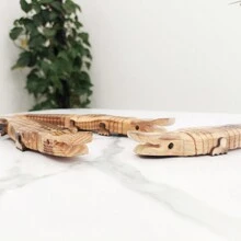 Wooden Alligator Handicraft Animal Figurine - Brown - View 5