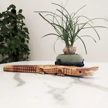 Wooden Alligator Handicraft Animal Figurine - Brown - View 2
