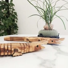 Wooden Alligator Handicraft Animal Figurine - Brown - View 4