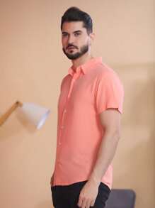 Men Shirts - Coral Pink - View 3