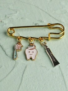 1入時尚牙膏牙刷和珐琅牙形胸針,適用於女士,牙科醫生禮物 - 彩色 - 查看 4